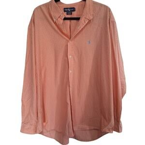 Ralph Lauren Shirt XXL Blake Button Down Preppy Casual 100% Cotton Checkered Top